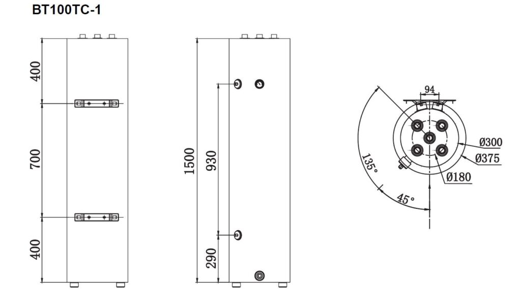 Energy Save BT100TC-1 Työsäiliö/Puskurivaraaja, 100L, Yläkytkentä - Image 2