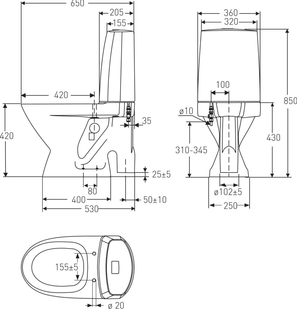 IDO Seven D WC-laite, 1-huuhtelu, S-lukko, kanneton, peruskorjaus, 35213-01 - Image 3
