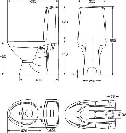 IDO Glow 60 WC-laite, kanneton, 1-huuhtelu, piiloasennus, valkoinen 35260-01 - Image 2