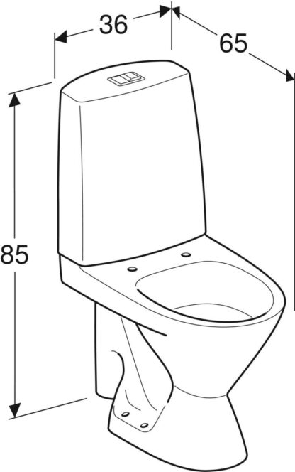 IDO Seven D WC-laite, 1-huuhtelu, S-lukko, kanneton, peruskorjaus, 35213-01 - Image 2