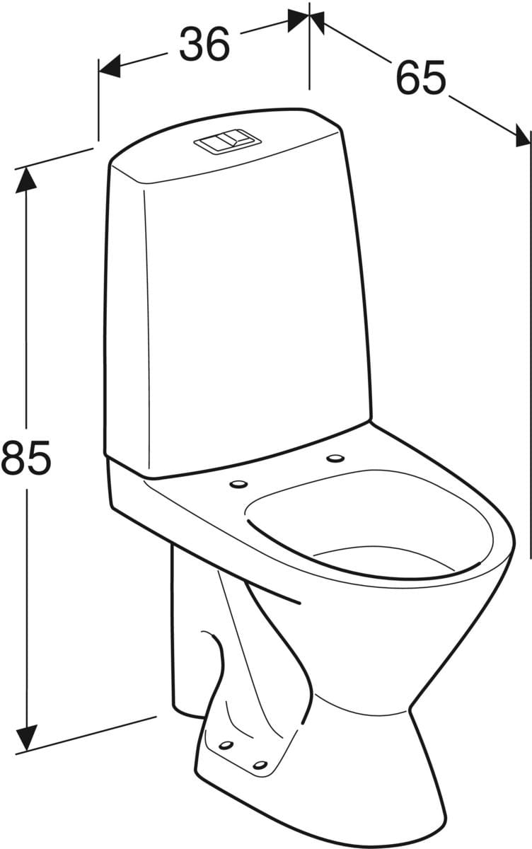 IDO Seven D WC-laite, 1-huuhtelu, S-lukko, kanneton, peruskorjaus, 35213-01 - Image 2