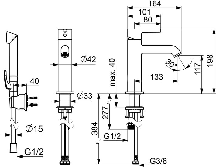 Oras Optima Style 2606FH-80 pesuallashana, bide, harjattu teräs - Image 2