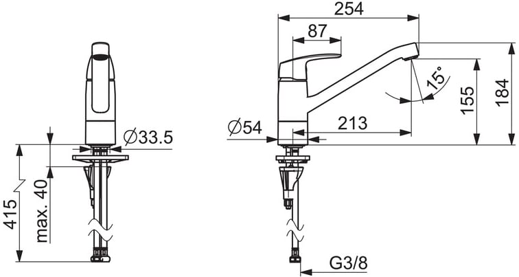 Keittiöhana Oras Safira 1030FS - Kääntyvä juoksuputki, joustavat kytkentäputket - Image 2