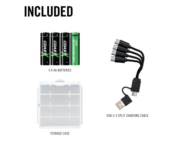 Coast AA USB-C ladattavat paristot 1,5V 4 kpl sisältäen latauskaapelin - Image 6