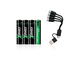 Coast AAA USB-C ladattavat paristot 1,5V 4 kpl sisältäen latauskaapelin.