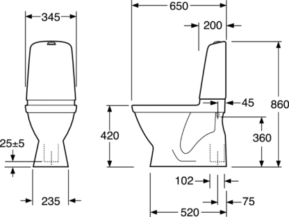WC-istuin Nautic 1500 - piilo S-lukko, Hygienic Flush Single-huuhtelu, ilman istuinkantta - Gustavsberg - Image 2