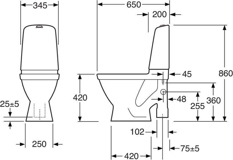 Gustavsberg WC-istuin Nautic 1591 - avoin S-lukko, Hygienic Flush, Duo-huuhtelu - Image 2