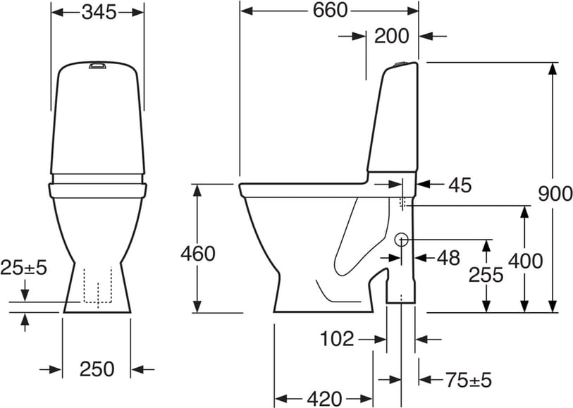 WC-istuin Nautic 1596 - S-lukko, suuri jalka, Hygienic Flush 6/3 L Duo-huuhtelu - Gustavsberg - Image 2