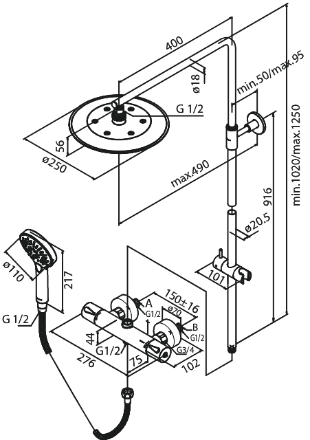 Damixa Silhouet Suihkupaketti kirkas messinki pvd - Image 3