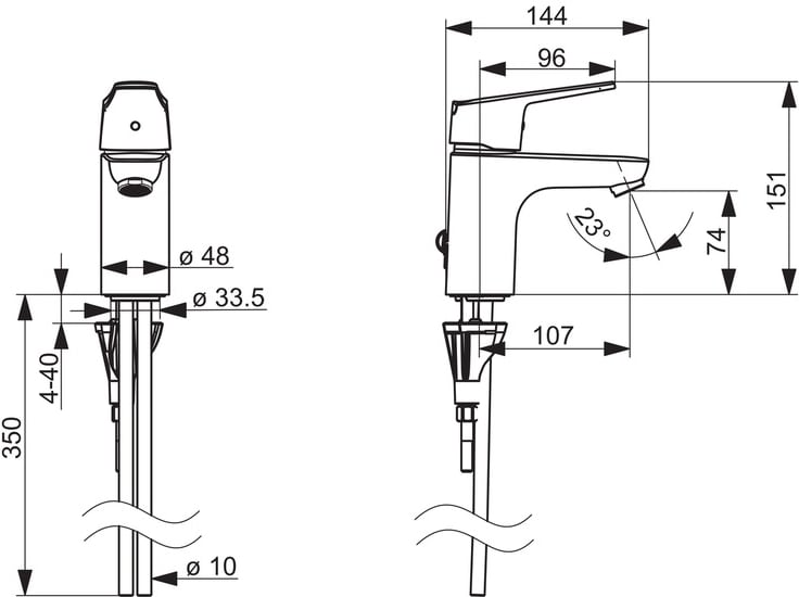Oras Vega 1810G pesuallashana – EKO-ominaisuudet, kiinteä juoksuputki, kromipintainen - Image 2