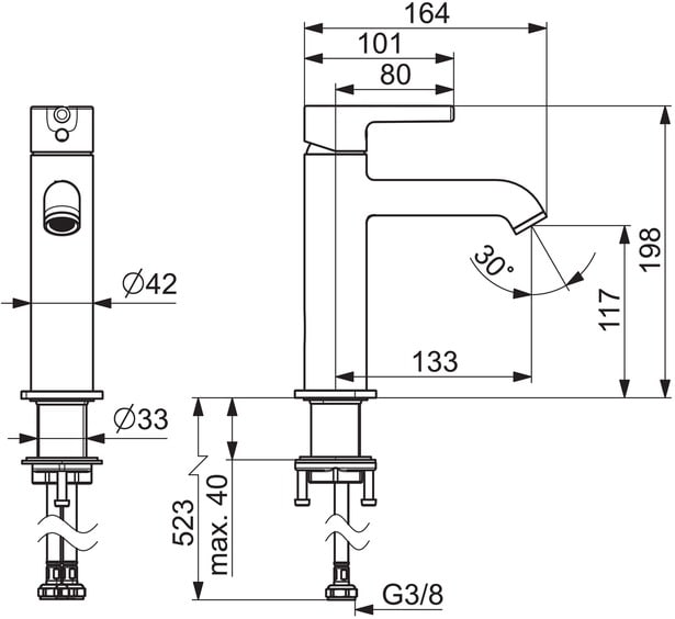 Oras Optima 2605FH pesuallashana – Krominen, puikkomallinen vipu, joustavat kytkentäputket, G3/8 liitäntä - Image 2