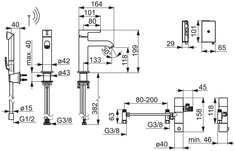 Oras Optima 2613FH Pesuallashana – Kromattu, Smart Bidetta -käsisuihku, puikkomainen vipu, 3V paristokäyttö, joustavat kytkentäputket, IP 55 - Image 2