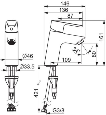 Oras Optima 2610F-105 pesuallashana – Kromi, yksivipuinen, G3/8 liitäntä - Image 2