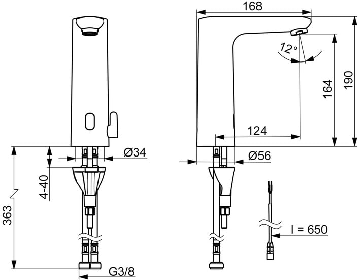 Oras Electra Safety 9360FZ Allashana – Kromi, kosketusvapaa, lämmönsäätökahva, kiinteä juoksuputki, 3/8" liitäntä, Bluetooth-yhteensopiva - Image 2