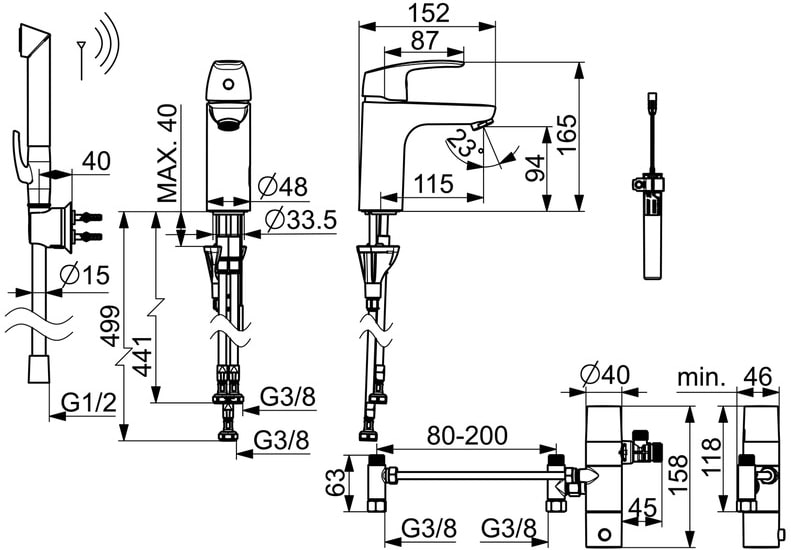 Oras Safira Hybrid 1001FZ pesuallashana – Kosketusvapaa ja viputoiminen, Smart Bidetta, Bluetooth, kiinteä juoksuputki, G3/8 liitäntä - Image 2