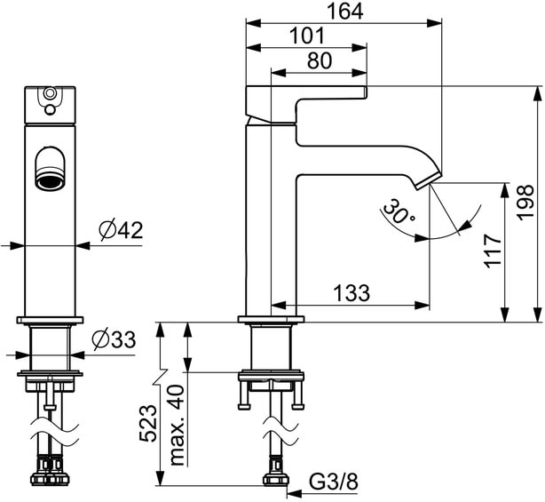 Oras Optima Style 2605FH-80 pesuallashana, harjattu teräs - Image 5