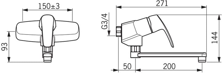Oras Safira Aputilahana 1036, seinäkiinnitteinen 200mm kääntyvällä juoksuputkella - Image 2