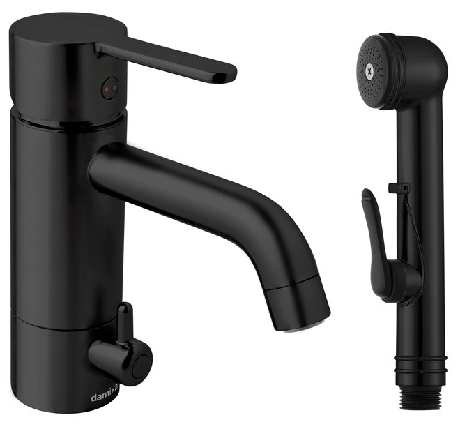 Damixa Silhouet Pesuallashana bidevarustein ja pesukoneventtiilillä, mattamusta