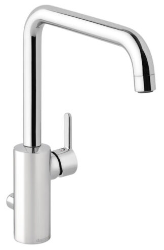 Damixa Silhouet 740810035 keittiöhana – Kromi, minimalistinen muotoilu, 120° kääntymisen rajoitin, keraaminen säätökasetti, pesukoneventtiilillä, Rub-Clean poresuutin