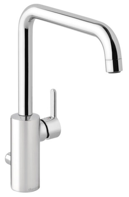 Damixa Silhouet 740810035 keittiöhana – Kromi, minimalistinen muotoilu, 120° kääntymisen rajoitin, keraaminen säätökasetti, pesukoneventtiilillä, Rub-Clean poresuutin