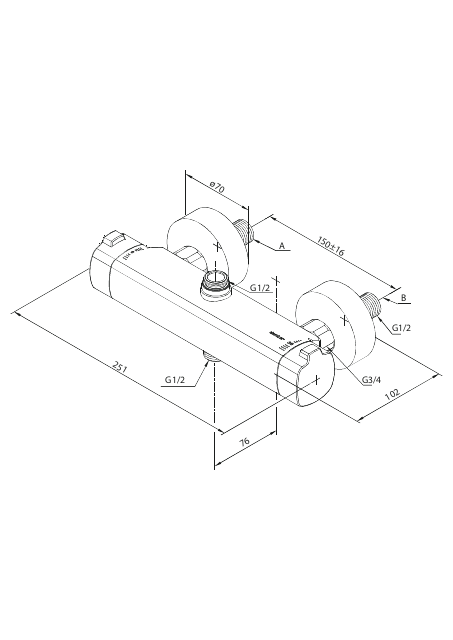Damixa Pine 574270035 suihkuhana – Kromi, termostaatti - Image 2