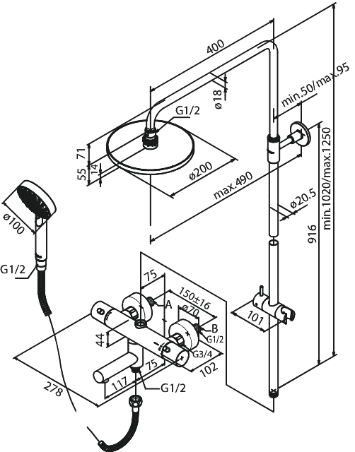 Damixa Osier Hilina kromi suihkusarja - Korkealaatuinen muotoilu ja toiminnallisuus - Image 2