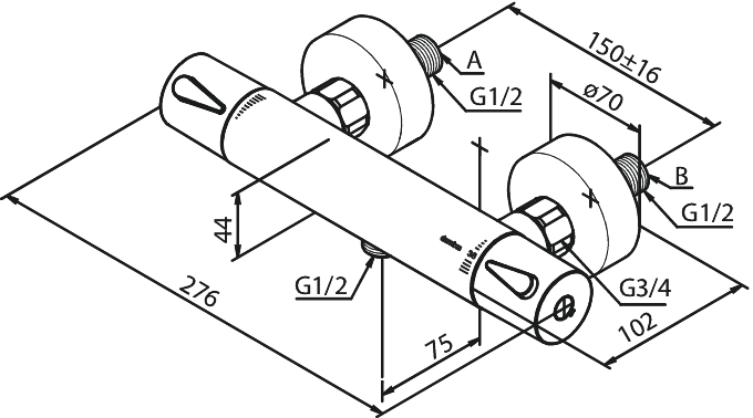 Damixa Silhouet Suihkutermostaatti mattamusta - Image 2