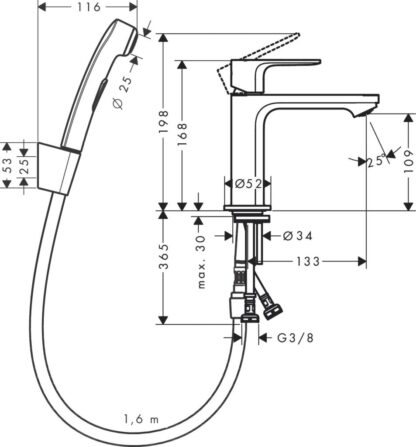 Pesuallashana Hansgrohe Rebris S 110 bidé, kromi - Image 2