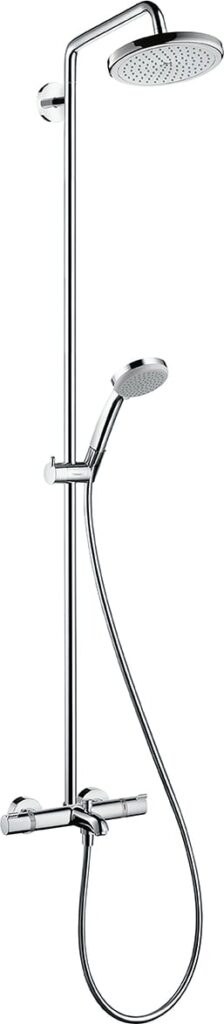 Amme- ja suihkuhana Hansgrohe Croma 220 Showerpipe Air 1jet 27868000 JA korotuspala 95239000 7mm silloin kun käytetään sulullisia hanaliittimiä.