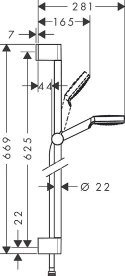 Suihkusetti Hansgrohe Crometta Vario 1jet 650 mm Mattavalkoinen/Kromi - Image 2