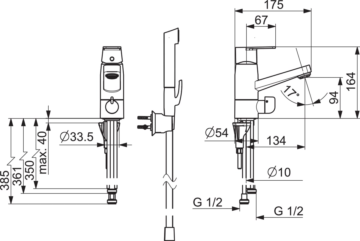Oras Stela 4807F pesuallashana, jossa pesukoneventtiili ja bide - Image 2