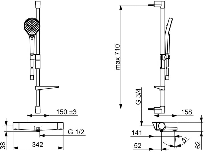 Oras Optima Style 7149N Amme- ja suihkuhana ja suihkusetti - Image 2