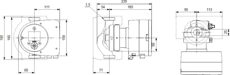 LÄMPÖJOHTOPUMPPU GRUNDFOS MAGNA3 25-60 180 MM 97924245